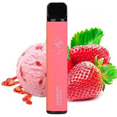 Одноразовий Pod Elf Bar 1500 Disposable Device 850mAh Strawberry Ice Cream 2% (Полуничне морозиво) 39995 фото