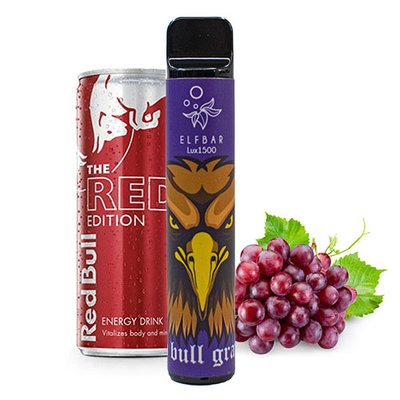 Одноразовий Pod Elf Bar Lux 1500 Disposable Device 850mAh Red Bull Grapes 2% (Виноградний енергетик) 40012 фото