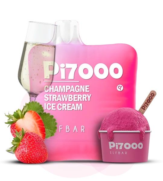 Одноразовий Pod Elf Bar PI7000 17 мл 5% Champagne Strawberry Ice Cream (Полуниця) 39838 фото