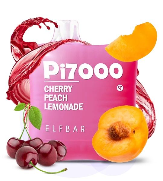 Одноразовий Pod Elf Bar PI7000 17 мл 5% Cherry Peach Lemonade (Вишня + персик) 39839 фото
