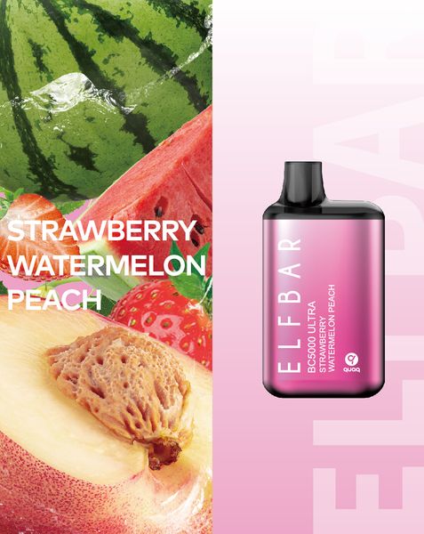 Одноразовий Pod Elf Bar BC5000 Ultra 13 мл 5% Strawberry Watermelon Peach (Полуниця + кавун + персик) 39226 фото