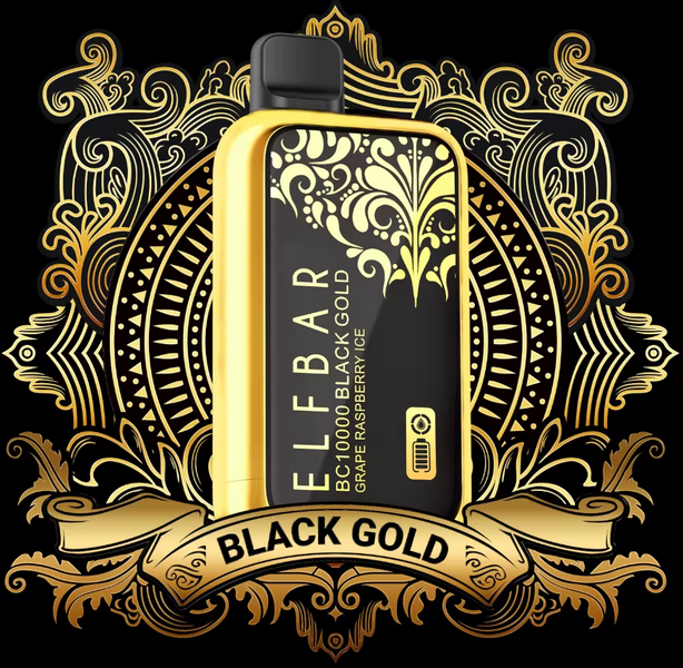 Одноразовый Pod Elf Bar BC10000 Black Gold Edition 620mAh Grape Raspberry Ice 5% (Виноград + малина) 41341 фото