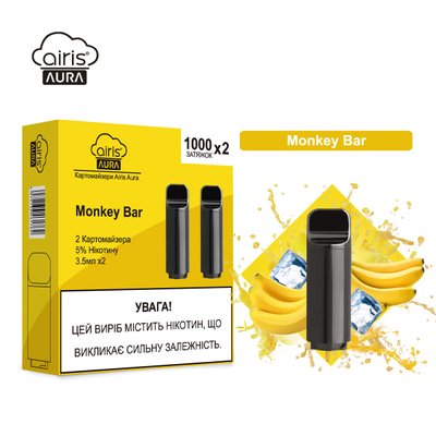 Одноразові картомайзери Airis Aura Monkey Bar (БананIce) 50 мг 2 шт. 39159 фото