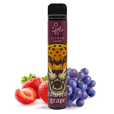 Одноразовий Pod Elf Bar 1500 Lux 4,8 мл 5% Strawberry Grape (Полуниця + виноград) 38232 фото